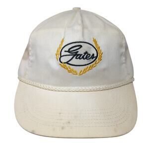 Gates Slideback Rope Hat Beige One Size Adjustable Embroidered Outdoor Vintage